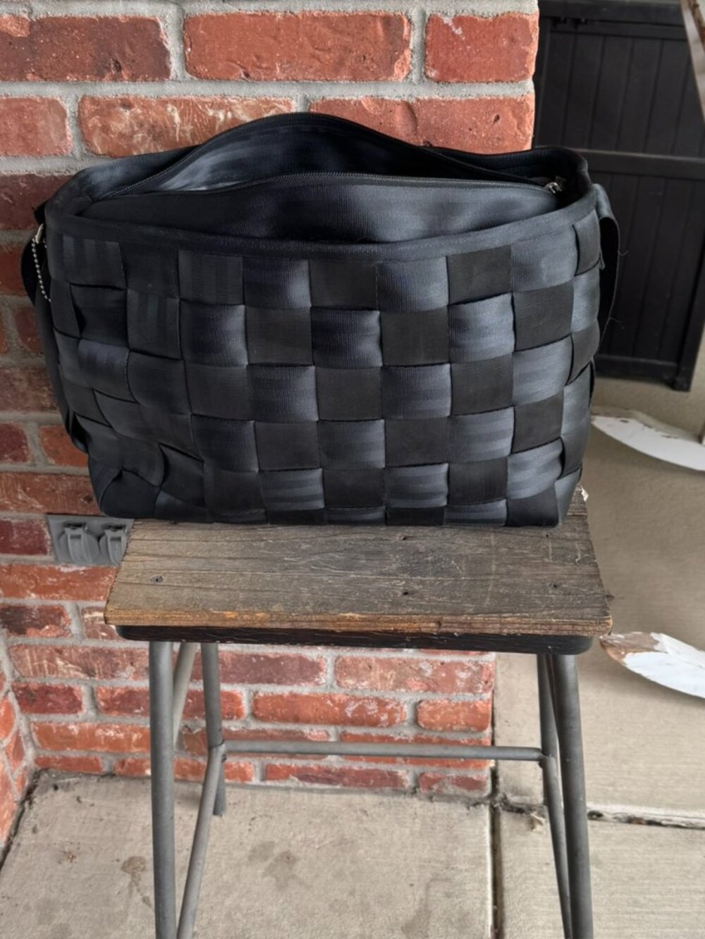 Original Black Harvey Seatbelt Large Tote/Messenger Bag
